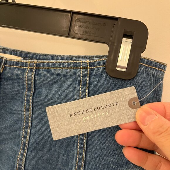 NWT  Anthropologie Pilcro Pleated Basque-Waist Denim Midi Skirt Size 10P Petite - Picture 7 of 12
